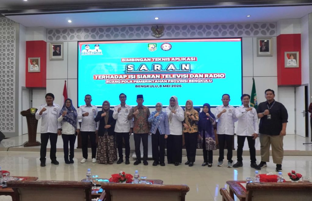 Kegiatan bimbingan teknis aplikasi SARAN (Sistem Aplikasi Pengaduan Penyiaran) yang digelar di Aula Merah Putih Kantor Gubernur Bengkulu, Jumat (8/5).